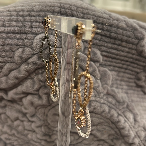 Designer Open Teardrop Loops Trio with Crystals  Earrings-Boutique - Picture 5 of 10